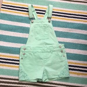 Justice mint jean overall shorts - brand new!